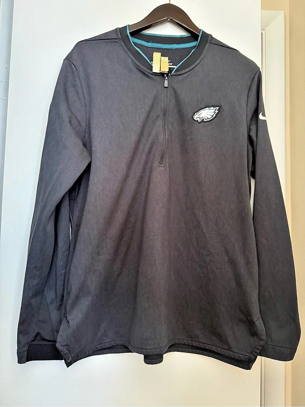 Men's Nike Black Sz Large Philadelphia Eagles NFL Onfield Apparel Half-Zip